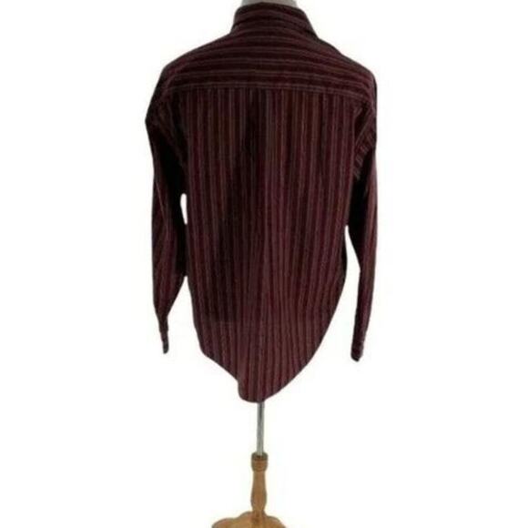 Puritan Men's Maroon Striped  Resistant Button Up Shirts Long Sleeves Size Large - Picture 3 of 4
